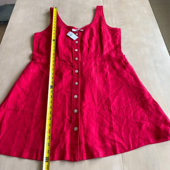 NEW Loft Linen-Blend Red Button Front Dress - Size 14 - Picture 7 of 9